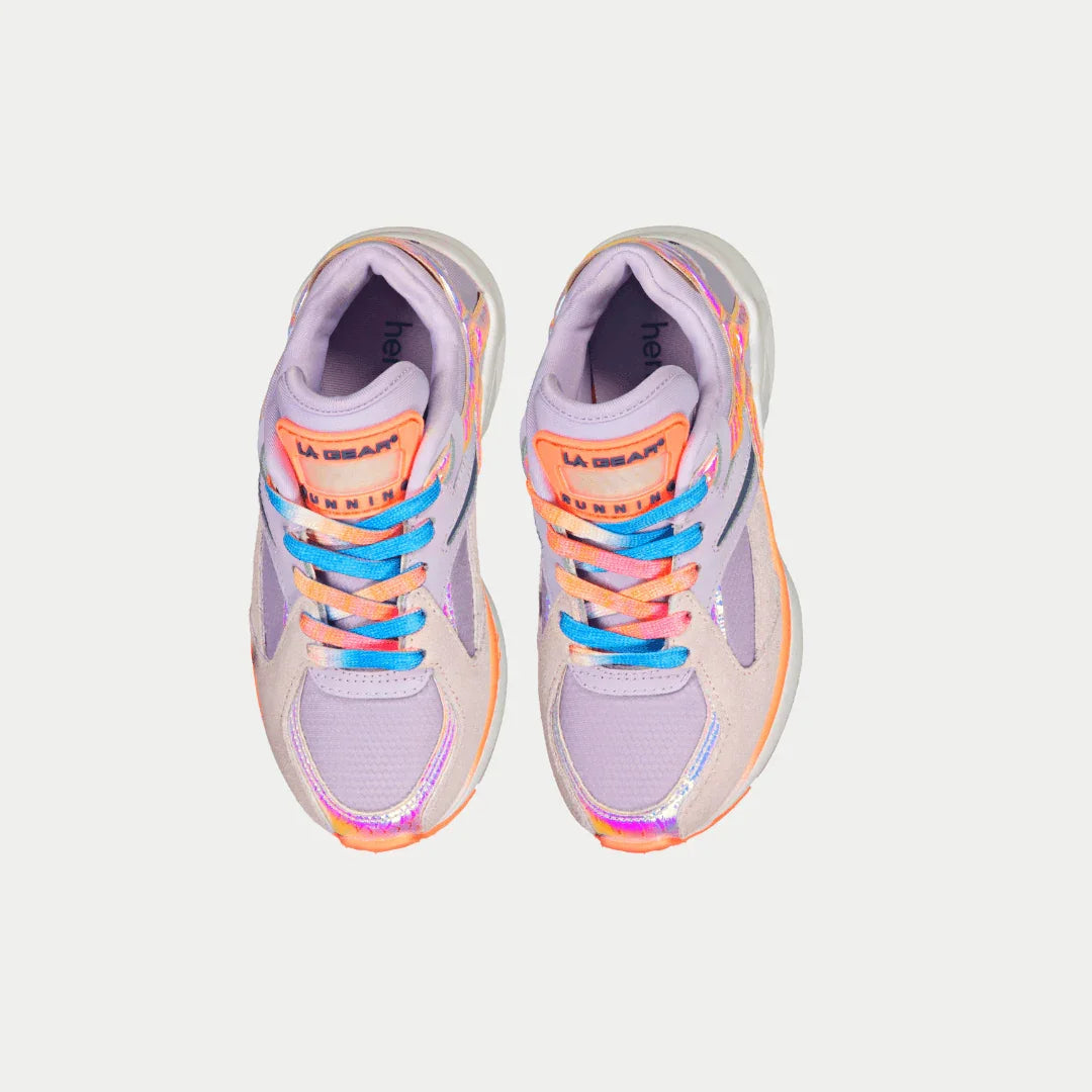 LA Gear Kids Catapult Light-Up Lowtop | Púrpura x Naranja