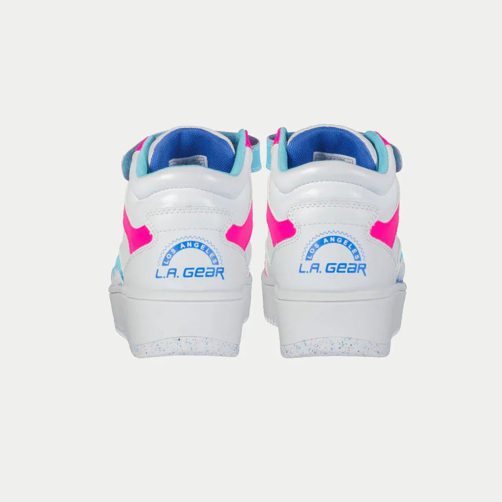 LA Gear Niños Flame Hightop | Blanco x Rosa x Azul
