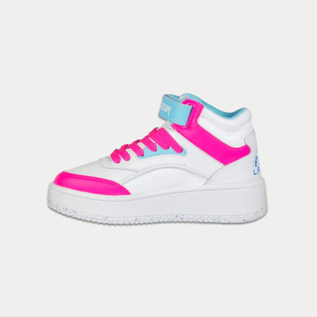LA Gear Niños Flame Hightop | Blanco x Rosa x Azul
