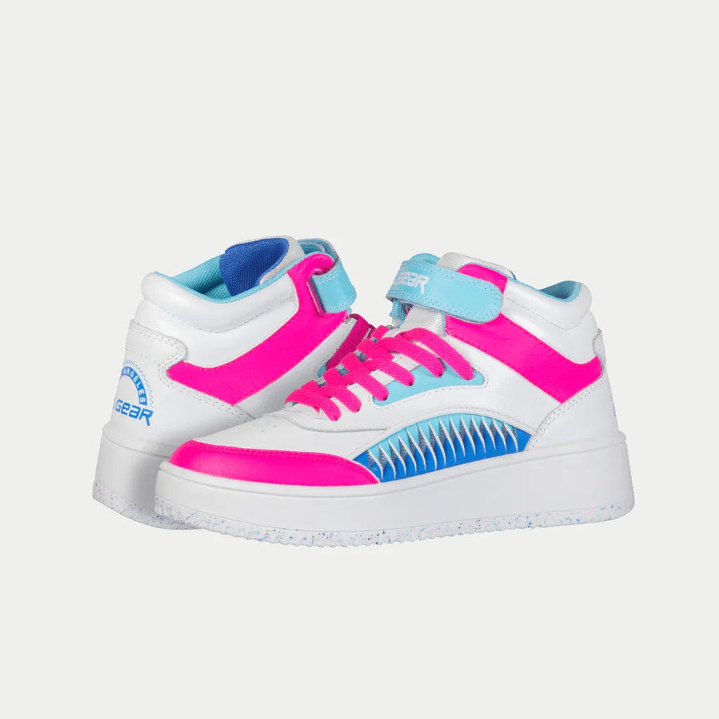 LA Gear Niños Flame Hightop | Blanco x Rosa x Azul