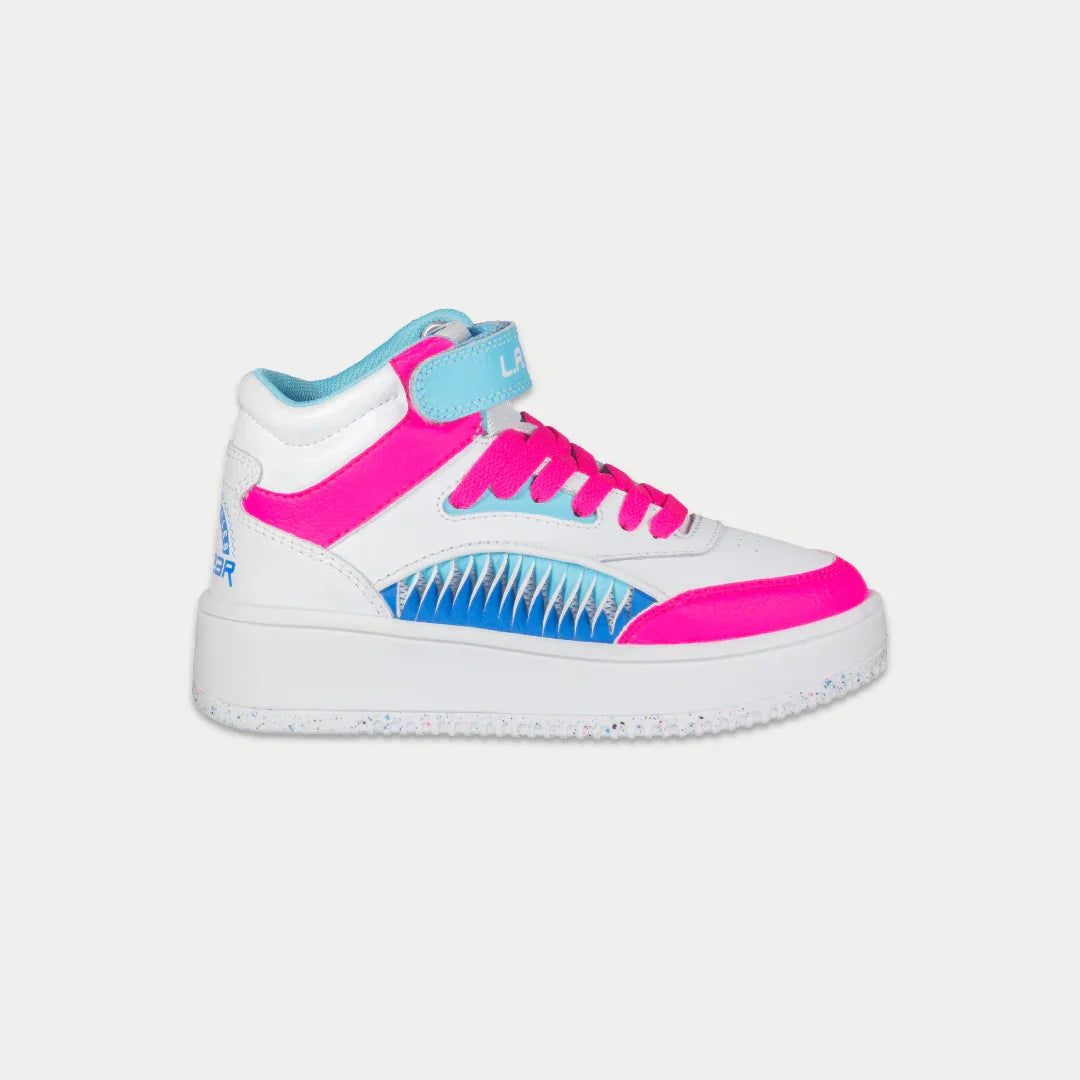 LA Gear Niños Flame Hightop | Blanco x Rosa x Azul