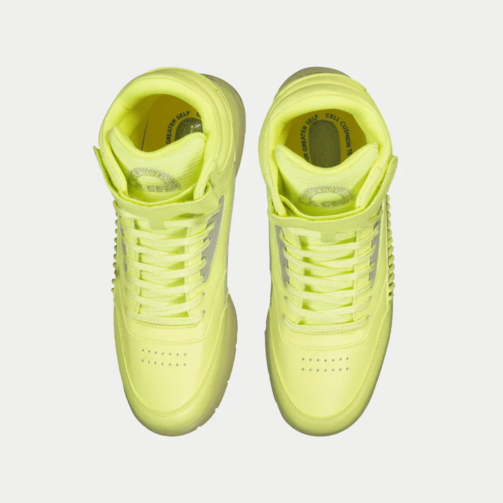 Zapatillas altas LA Gear para mujer con diseño Flame | Amarillo neón fluorescente