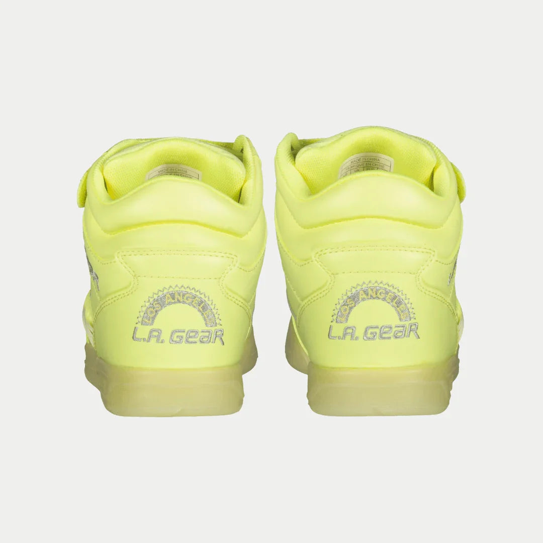 Zapatillas altas LA Gear para mujer con diseño Flame | Amarillo neón fluorescente