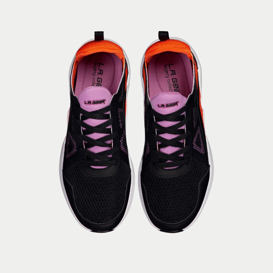 LA Gear Tarzana de caña baja para mujer | Negro con naranja