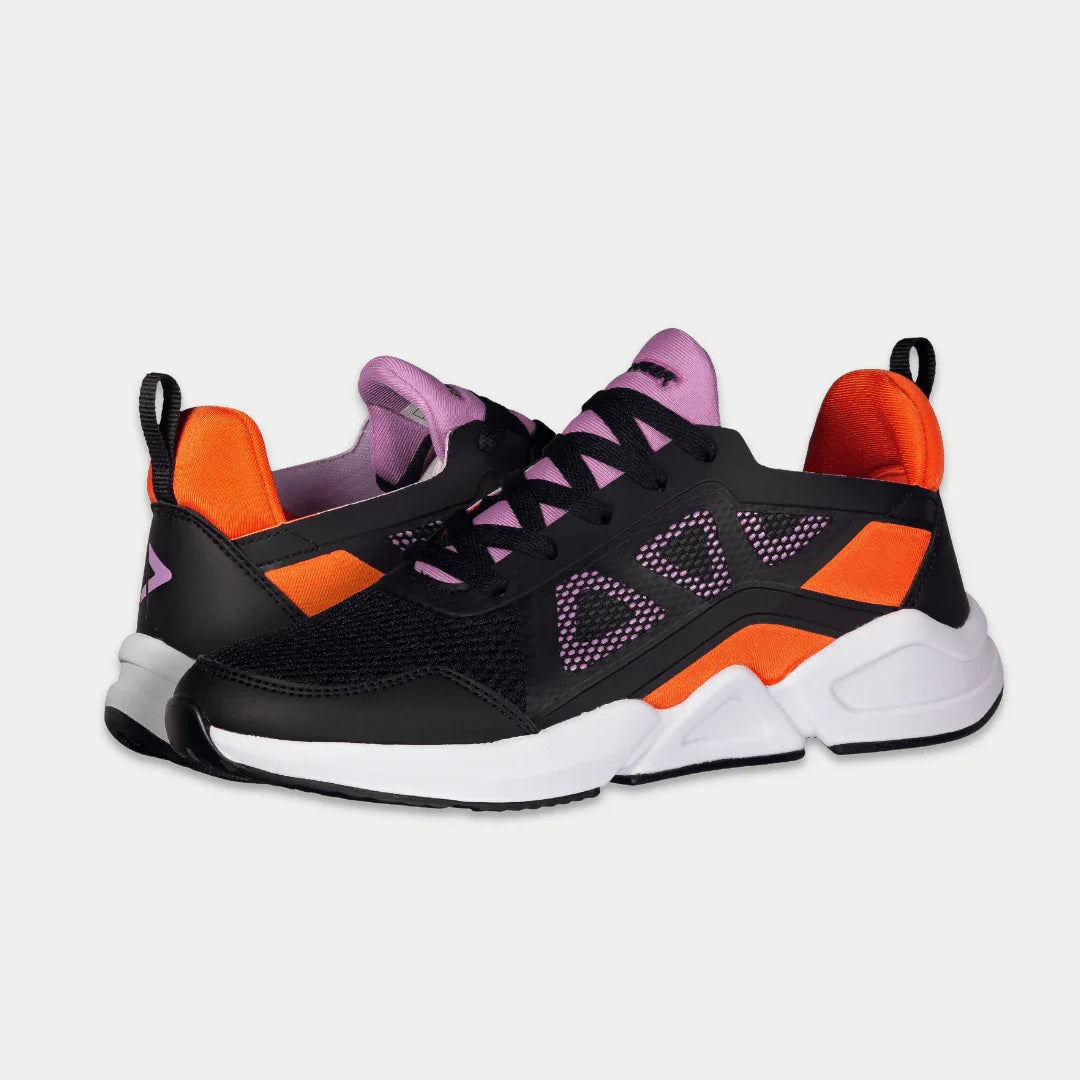 LA Gear Tarzana de caña baja para mujer | Negro con naranja