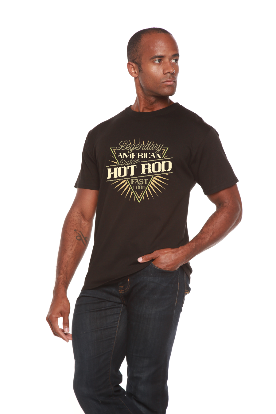 Camiseta gráfica de manga corta de viscosa de bambú/algodón orgánico para hombre Legendary American