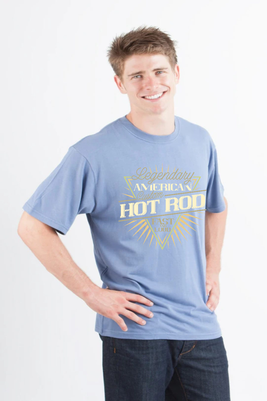 Camiseta gráfica de manga corta de viscosa de bambú/algodón orgánico para hombre Legendary American