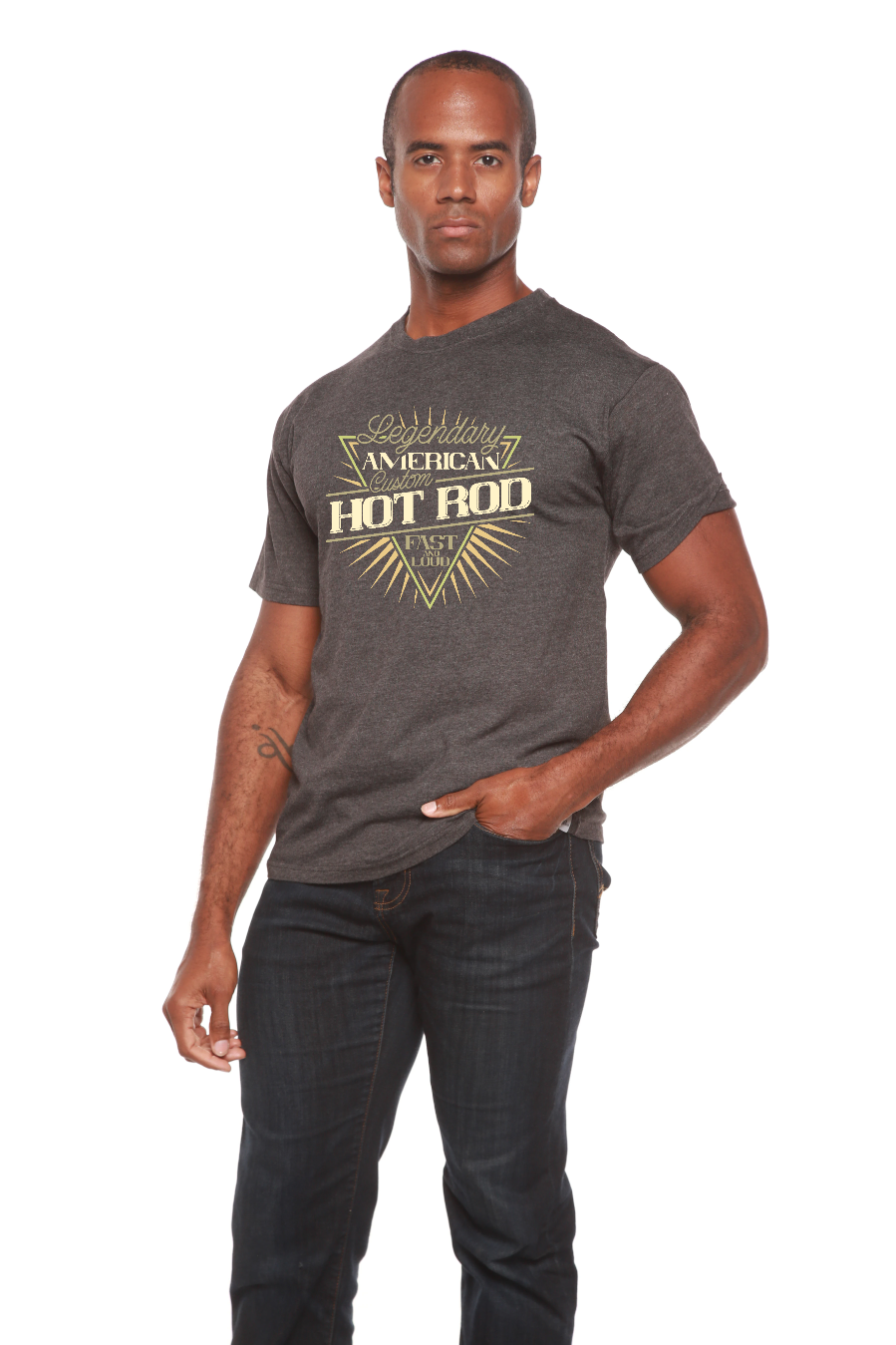 Camiseta gráfica de manga corta de viscosa de bambú/algodón orgánico para hombre Legendary American