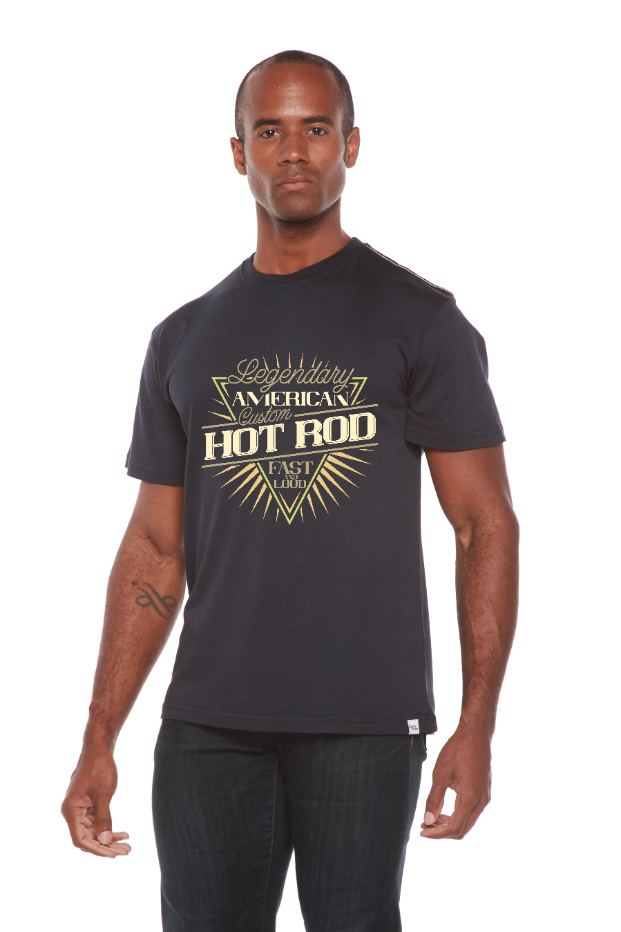 Camiseta gráfica de manga corta de viscosa de bambú/algodón orgánico para hombre Legendary American