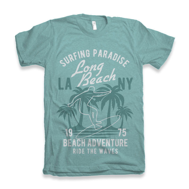 Camiseta gráfica de manga corta de viscosa de bambú y algodón orgánico para hombre Long Beach