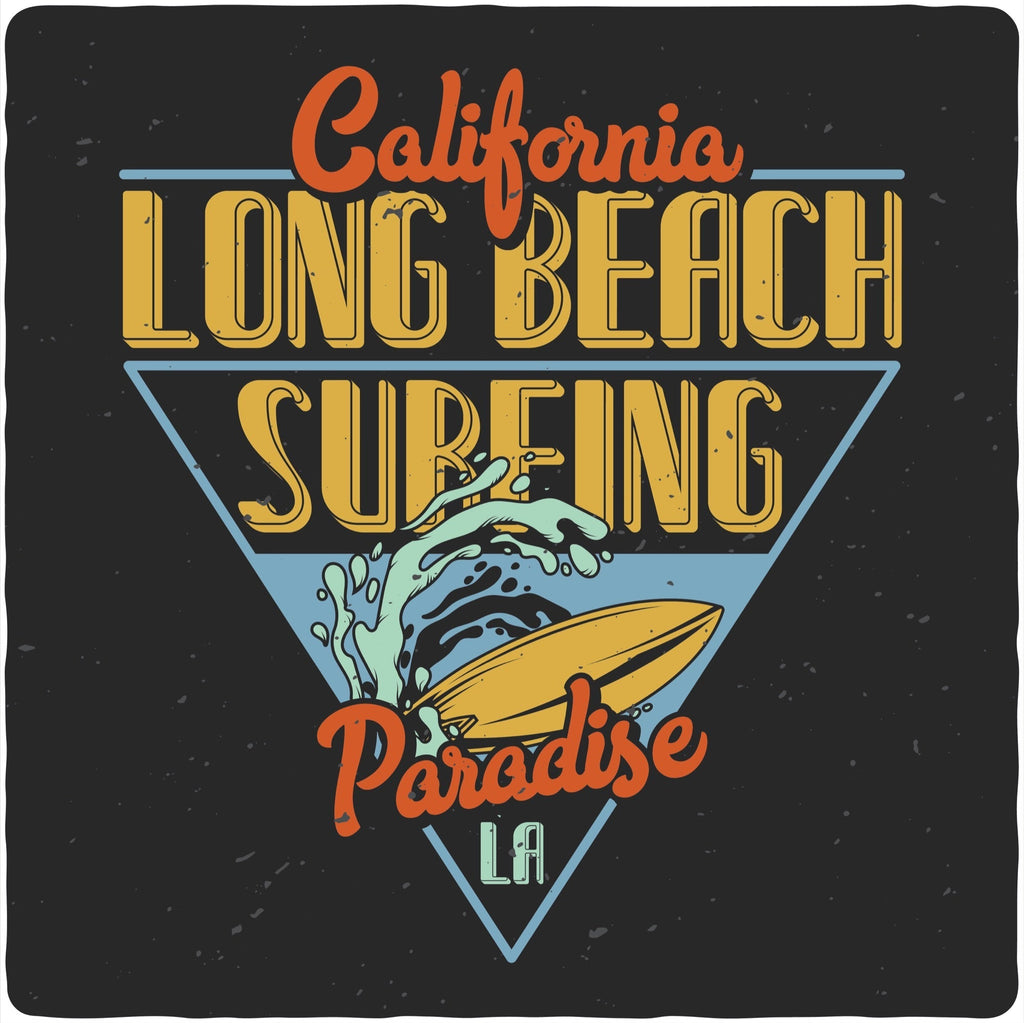 Camiseta gráfica de manga corta para hombre Long Beach Surfing de viscosa de bambú/algodón orgánico estampada