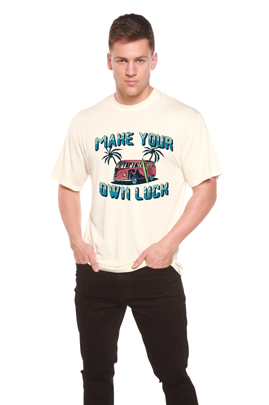 Haz tu propia suerte Camiseta gráfica de manga corta de viscosa de bambú/algodón orgánico para hombre