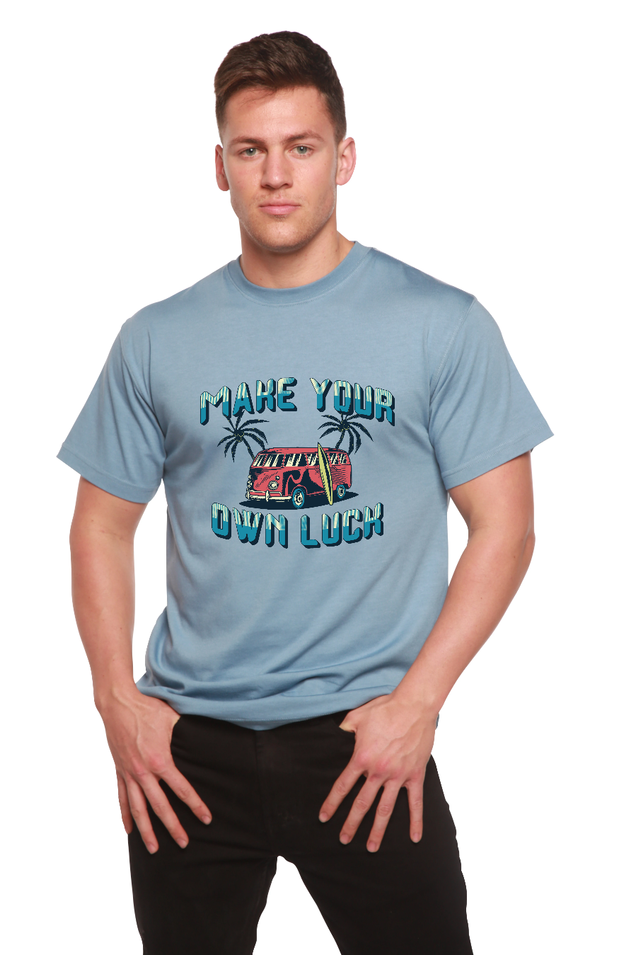 Haz tu propia suerte Camiseta gráfica de manga corta de viscosa de bambú/algodón orgánico para hombre