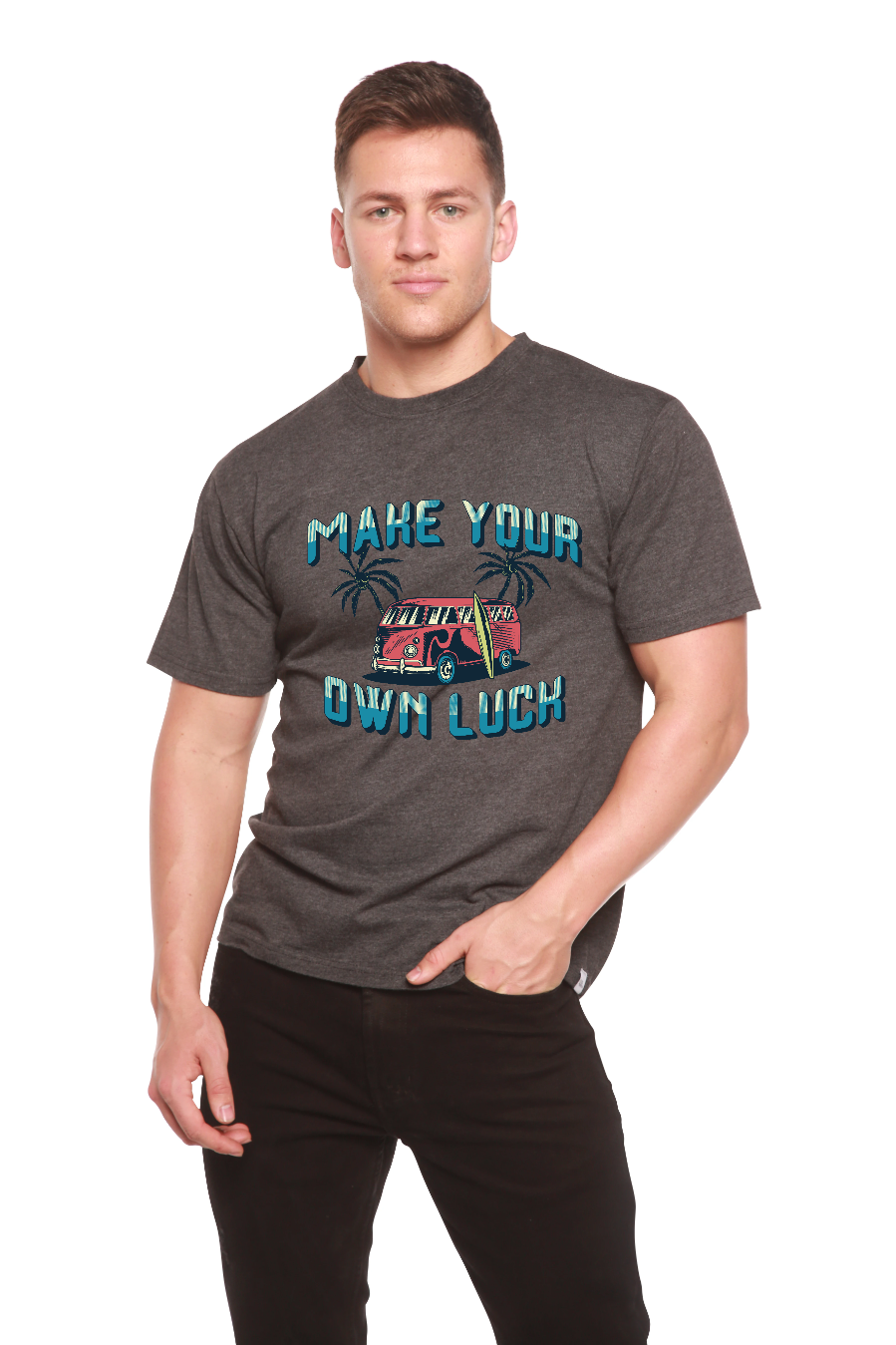 Haz tu propia suerte Camiseta gráfica de manga corta de viscosa de bambú/algodón orgánico para hombre