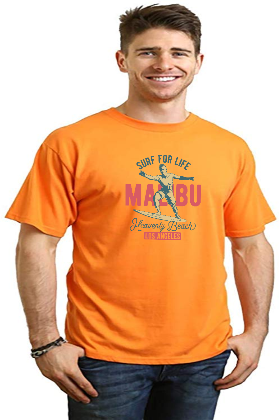 Camiseta gráfica de manga corta de viscosa de bambú/algodón orgánico MALIBU para hombre