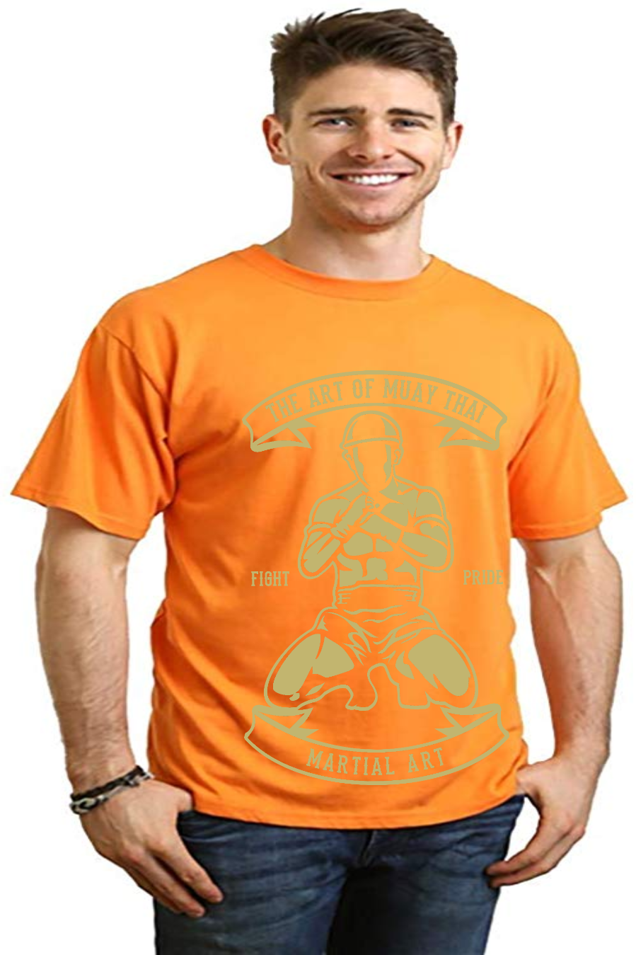 Camiseta Gráfica de Manga Corta de Bambú Viscosa/Algodón Orgánico para Hombre de Artes Marciales