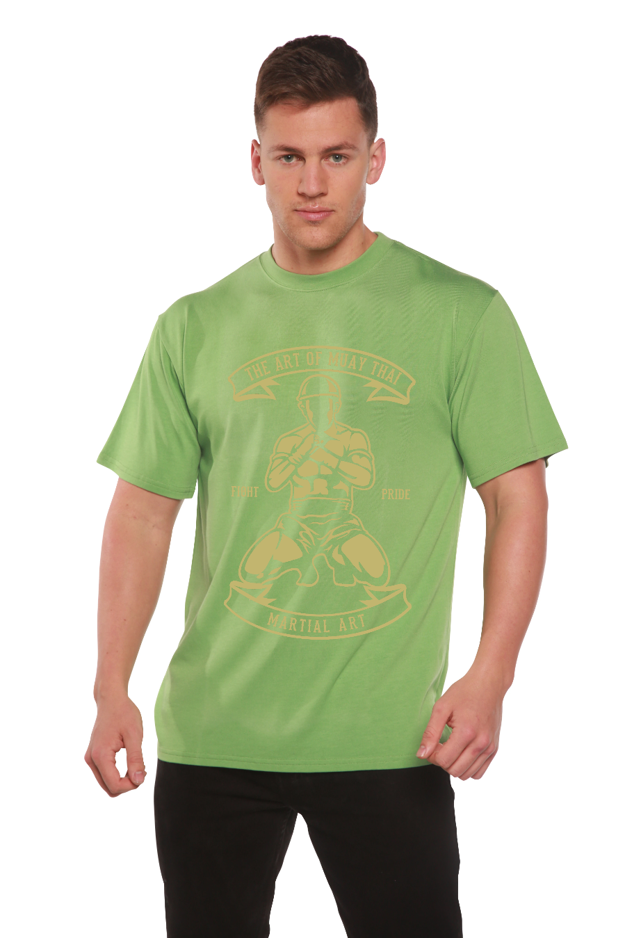 Camiseta Gráfica de Manga Corta de Bambú Viscosa/Algodón Orgánico para Hombre de Artes Marciales