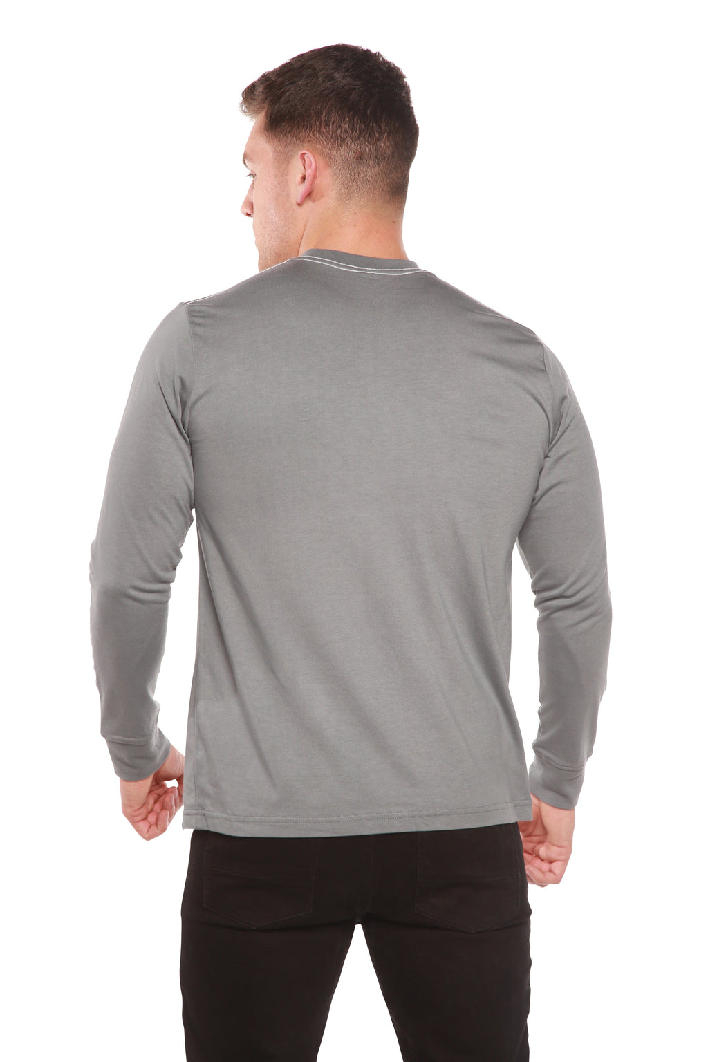 Camiseta de manga larga de viscosa de bambú/algodón orgánico estampada para hombre