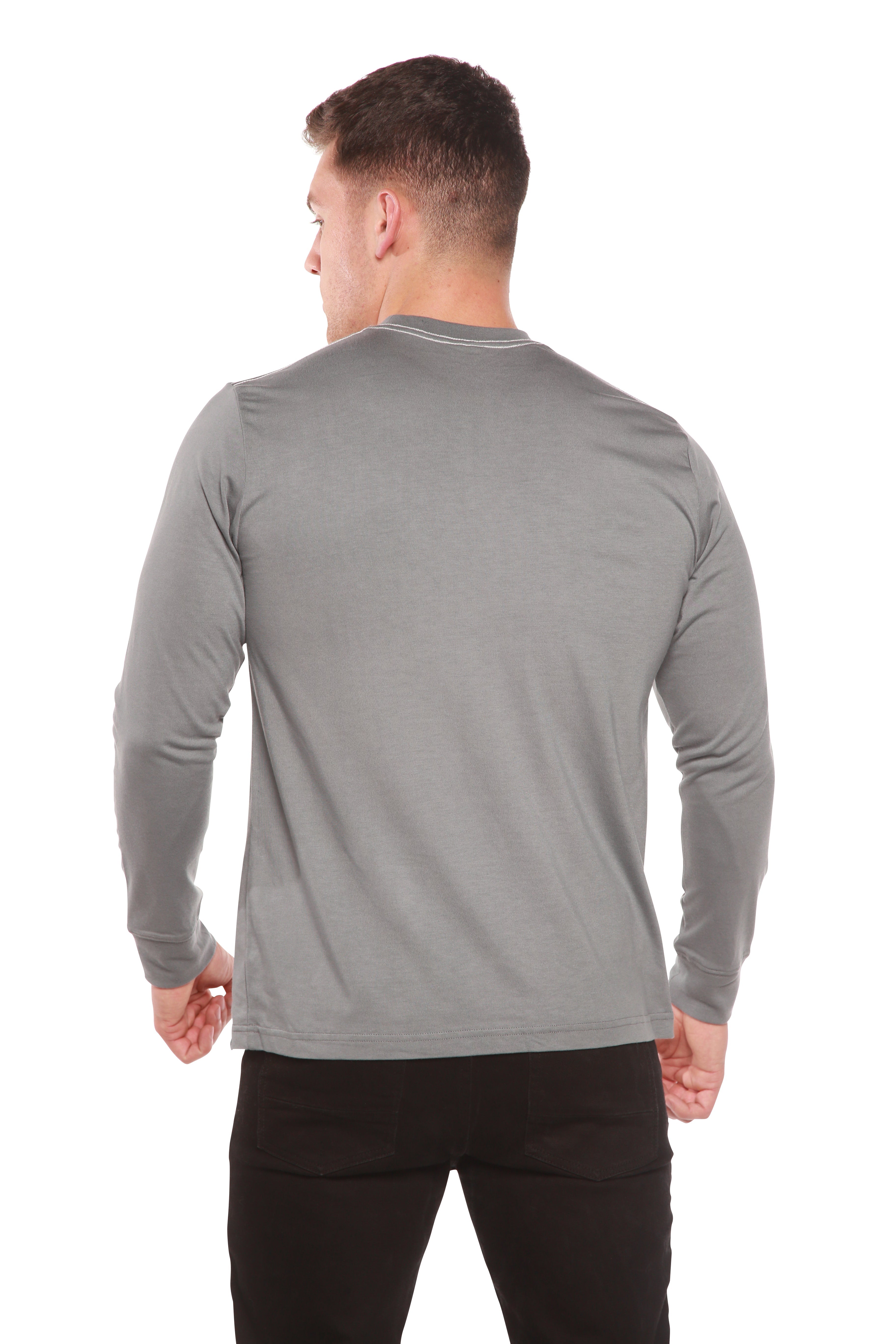 Camiseta de manga larga de viscosa de bambú/algodón orgánico estampada para hombre