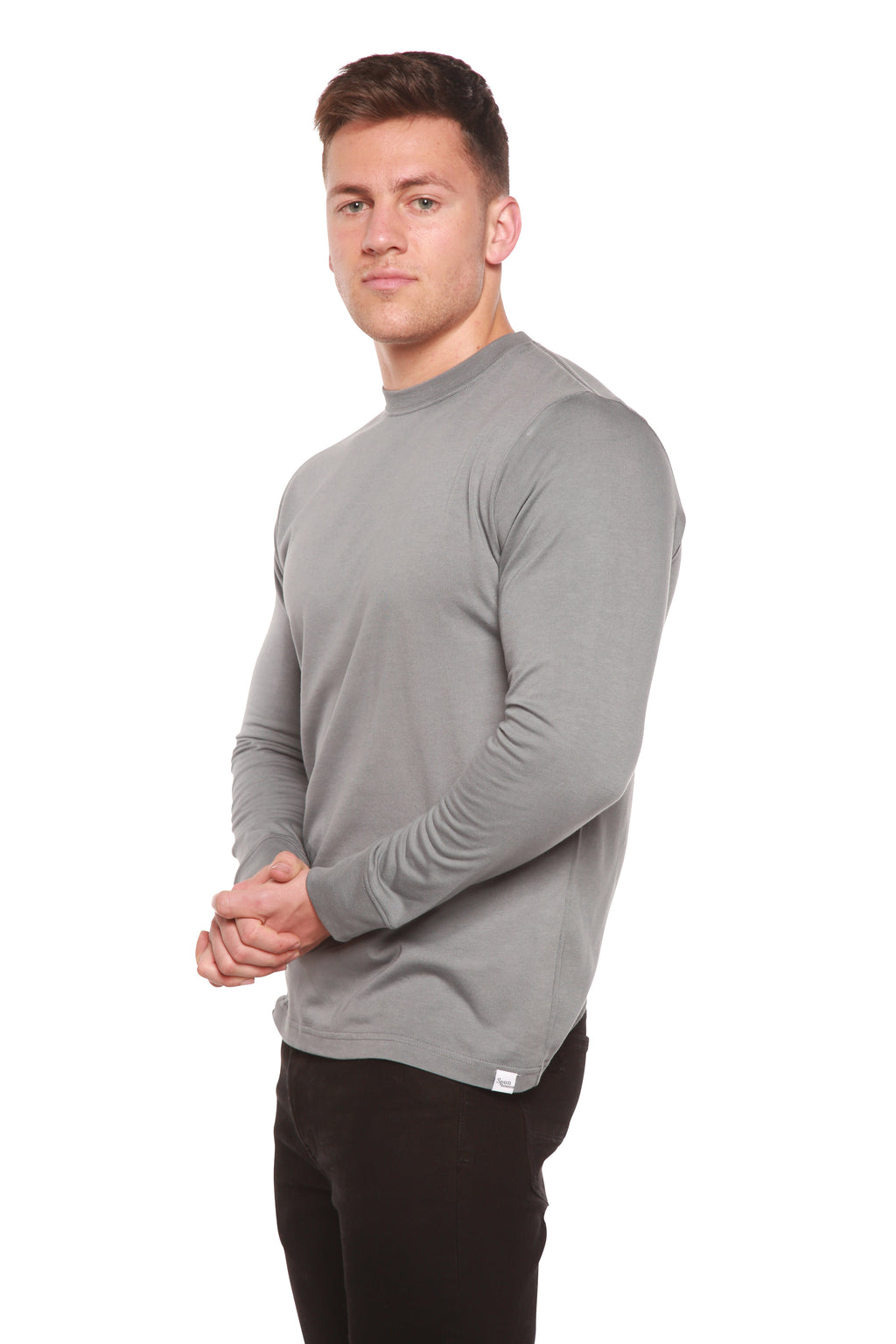 Camiseta de manga larga de viscosa de bambú y algodón orgánico para hombre