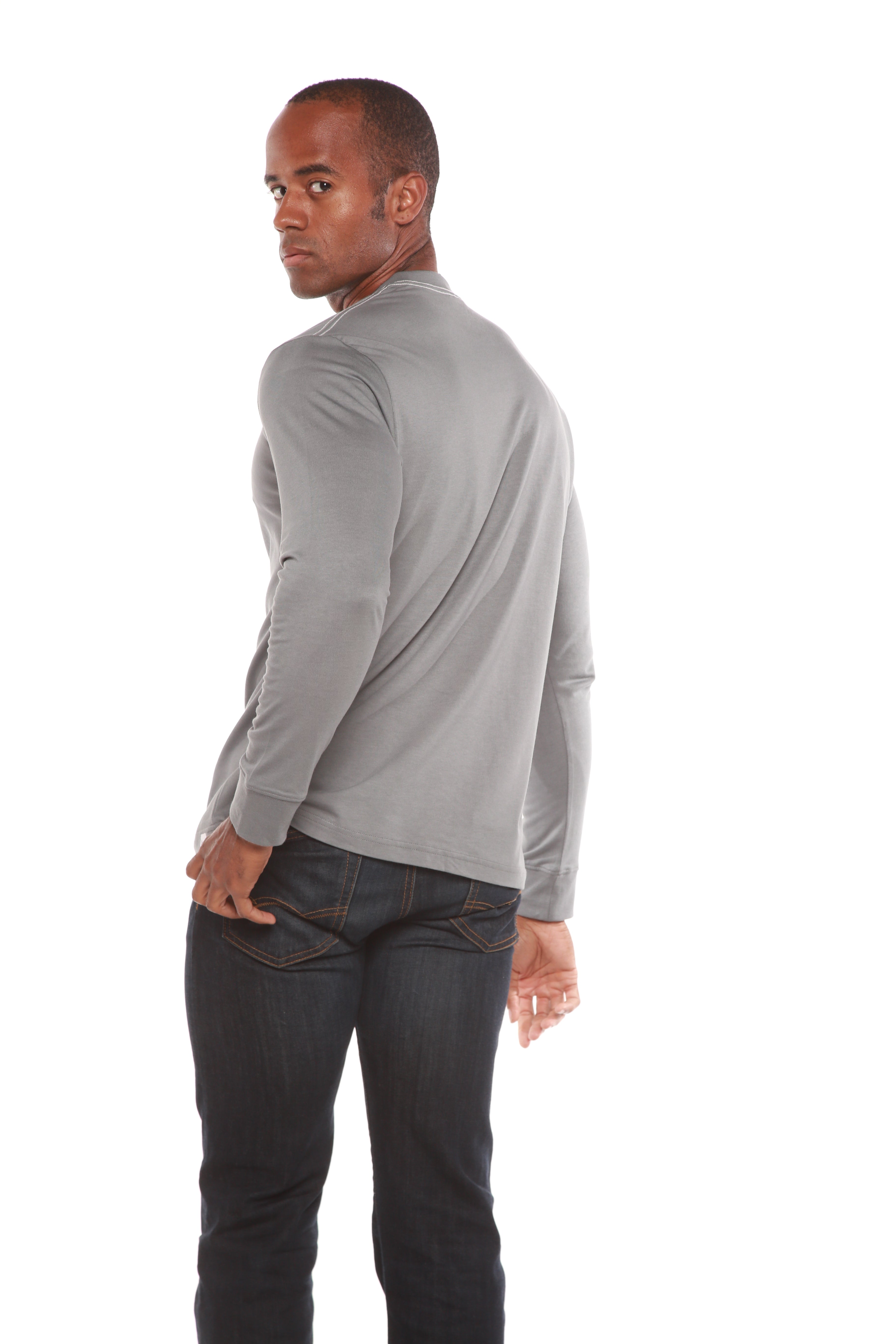 Camiseta de manga larga de viscosa de bambú/algodón orgánico estampada para hombre