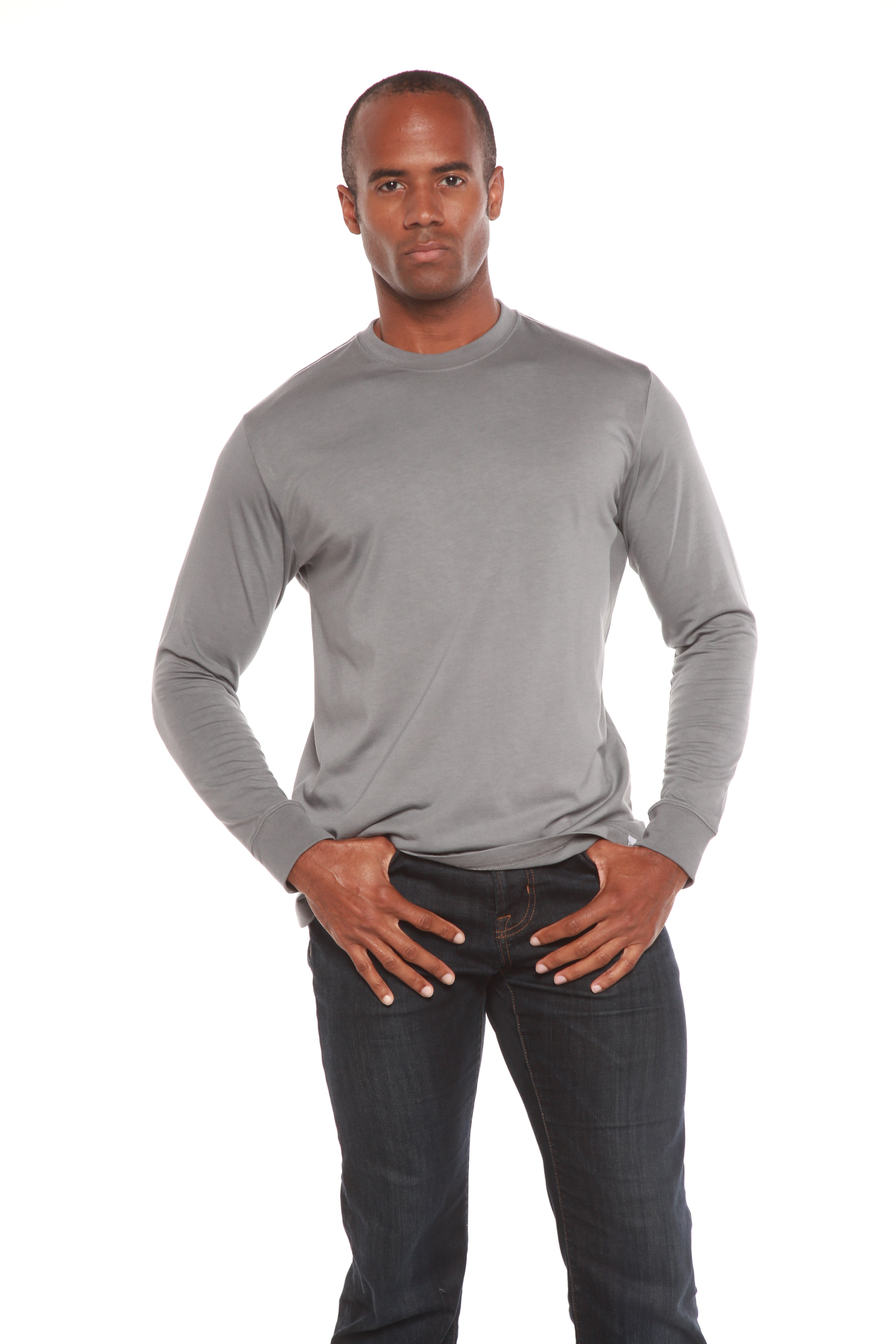 Camiseta de manga larga de viscosa de bambú/algodón orgánico estampada para hombre