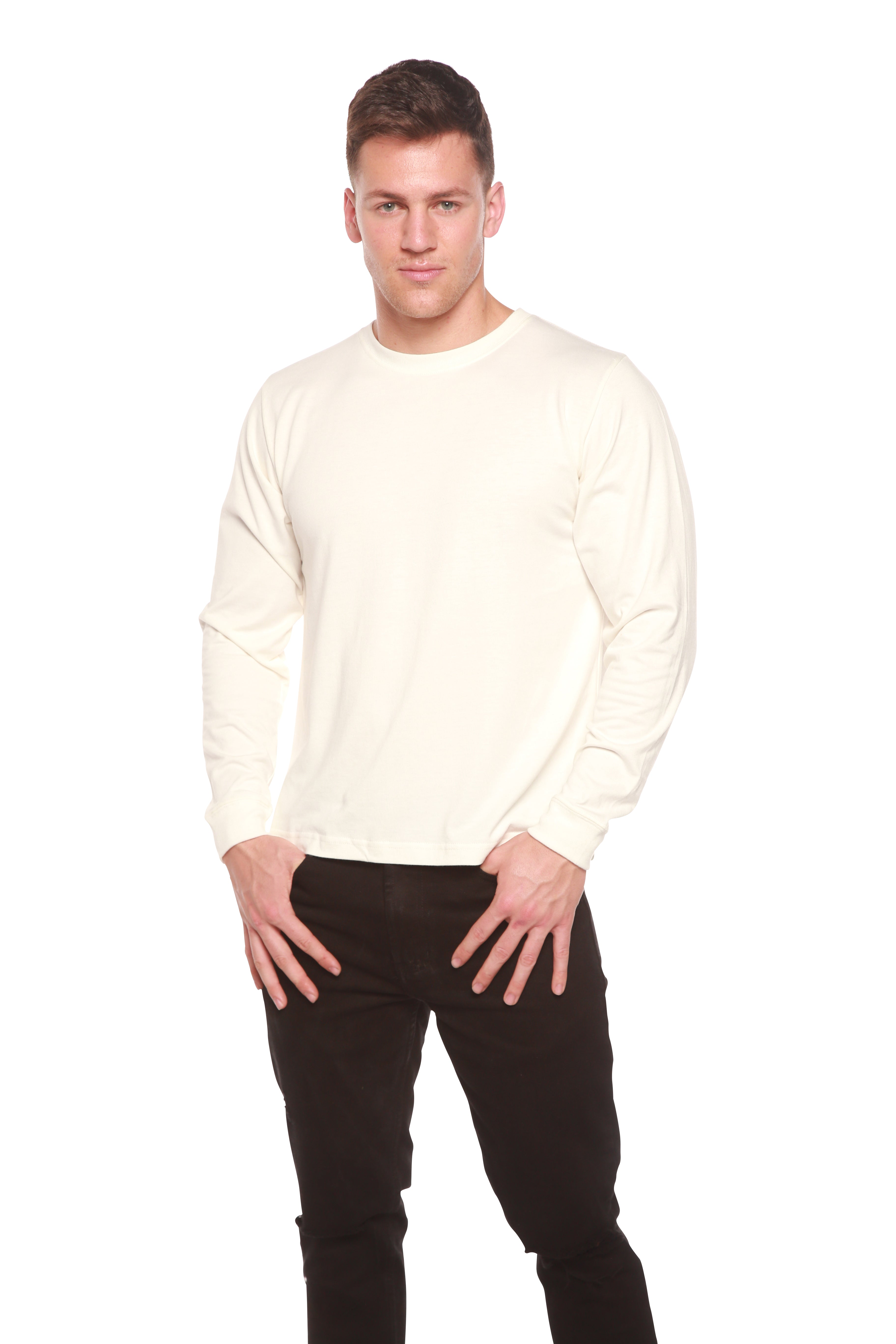 Camiseta de manga larga de viscosa de bambú/algodón orgánico estampada para hombre