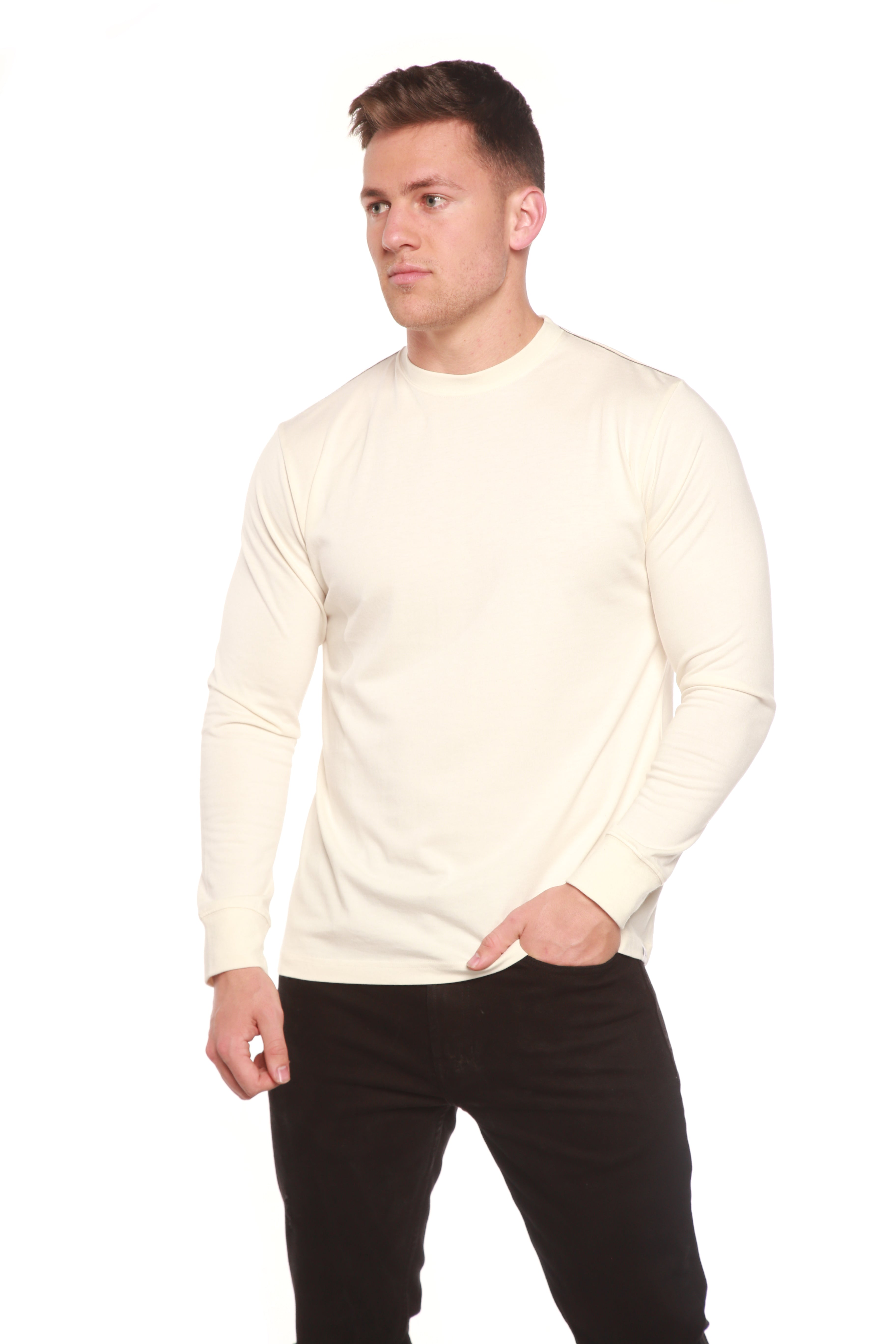Camiseta de manga larga de viscosa de bambú/algodón orgánico estampada para hombre