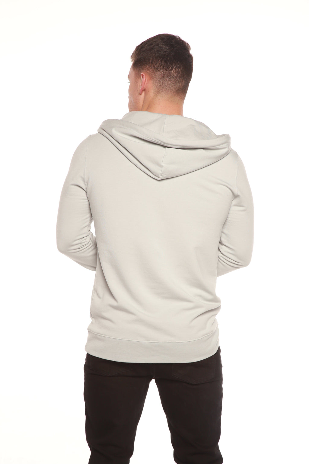 Sudadera con capucha de felpa de viscosa de bambú estilo Henley para hombre