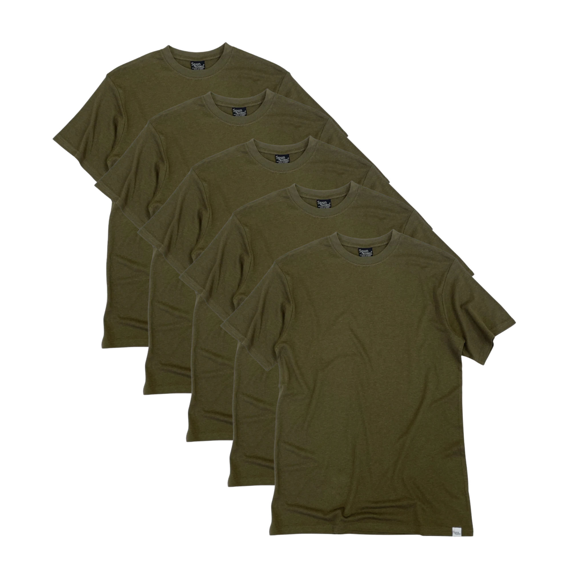 Camiseta de manga corta de viscosa de bambú/algodón orgánico para hombre color verde militar - Paquete de 5