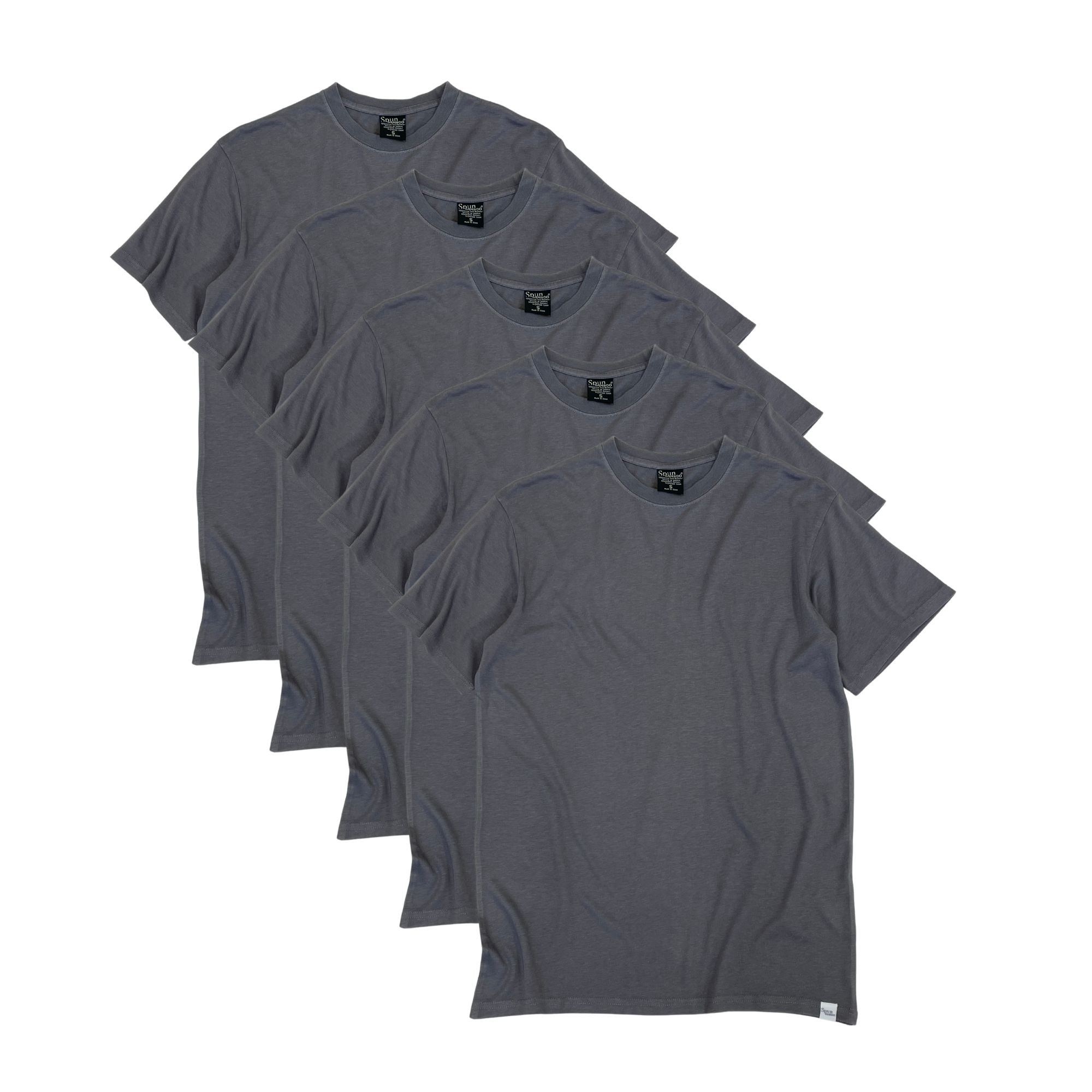 Camiseta de Manga Corta para Hombre de Viscosa de Bambú/Algodón Orgánico Color Gris Carbón - Paquete de 5