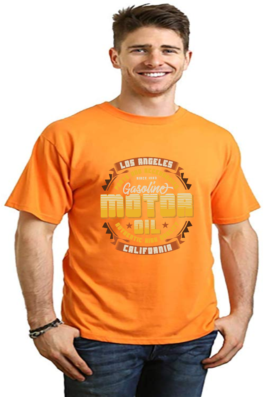 Camiseta gráfica de manga corta de bambú/algodón orgánico para hombre "Motor Oil"