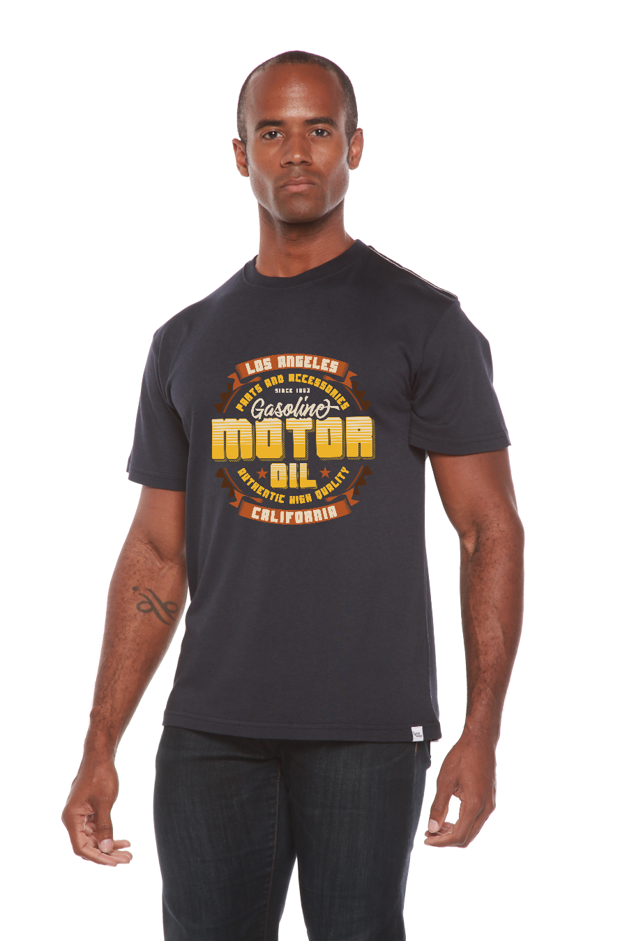 Camiseta gráfica de manga corta de bambú/algodón orgánico para hombre "Motor Oil"
