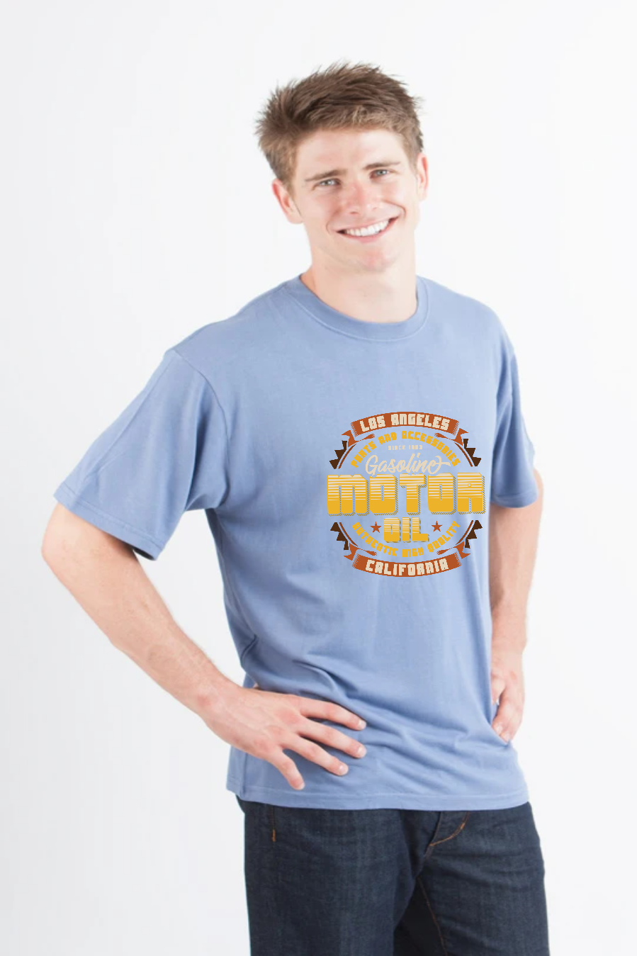 Camiseta gráfica de manga corta de bambú/algodón orgánico para hombre "Motor Oil"