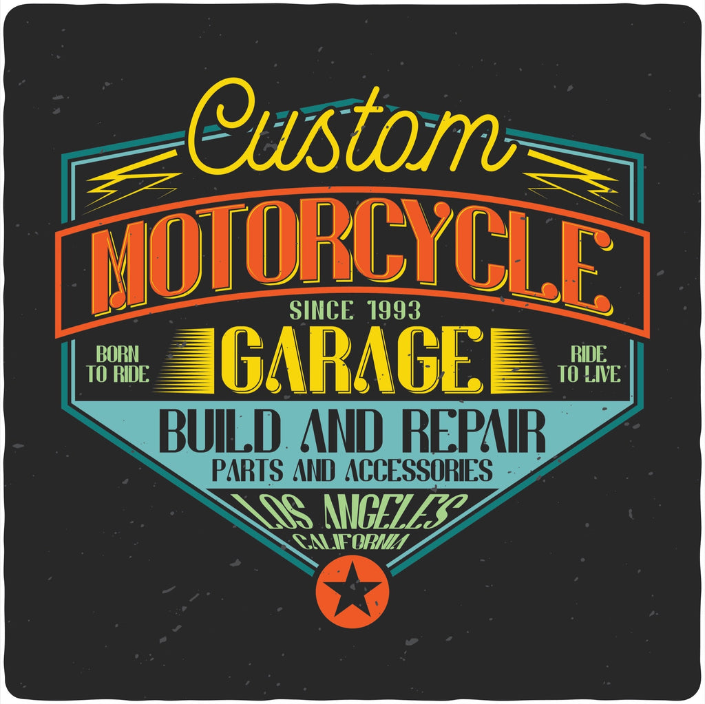 Camiseta gráfica de manga corta de viscosa de bambú y algodón orgánico para hombre "Motorcycle Garage"