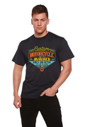 Camiseta gráfica de manga corta de viscosa de bambú y algodón orgánico para hombre "Motorcycle Garage"