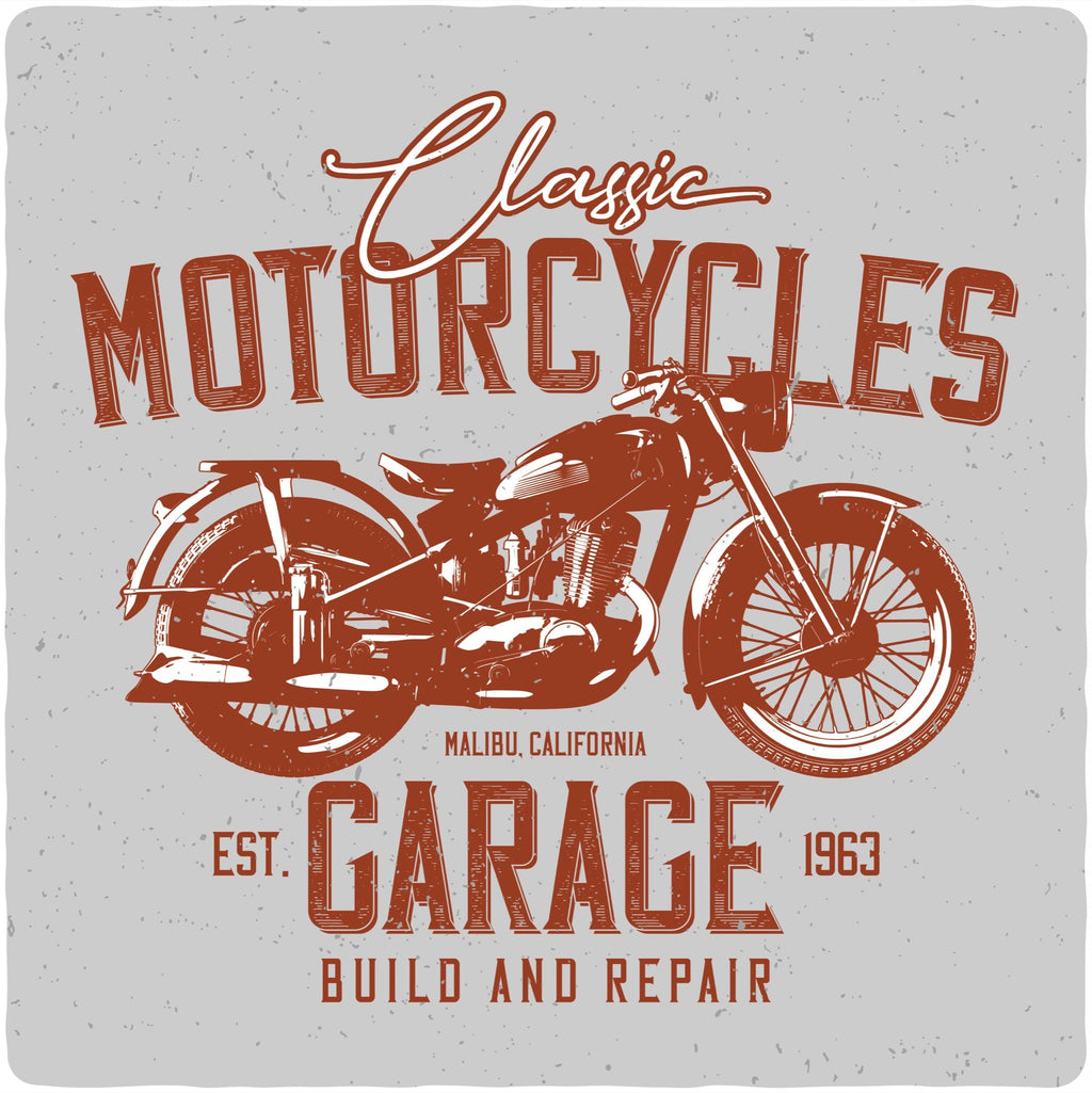 Camiseta gráfica de manga corta de viscosa de bambú/algodón orgánico para hombre "Motorcycles Garage"