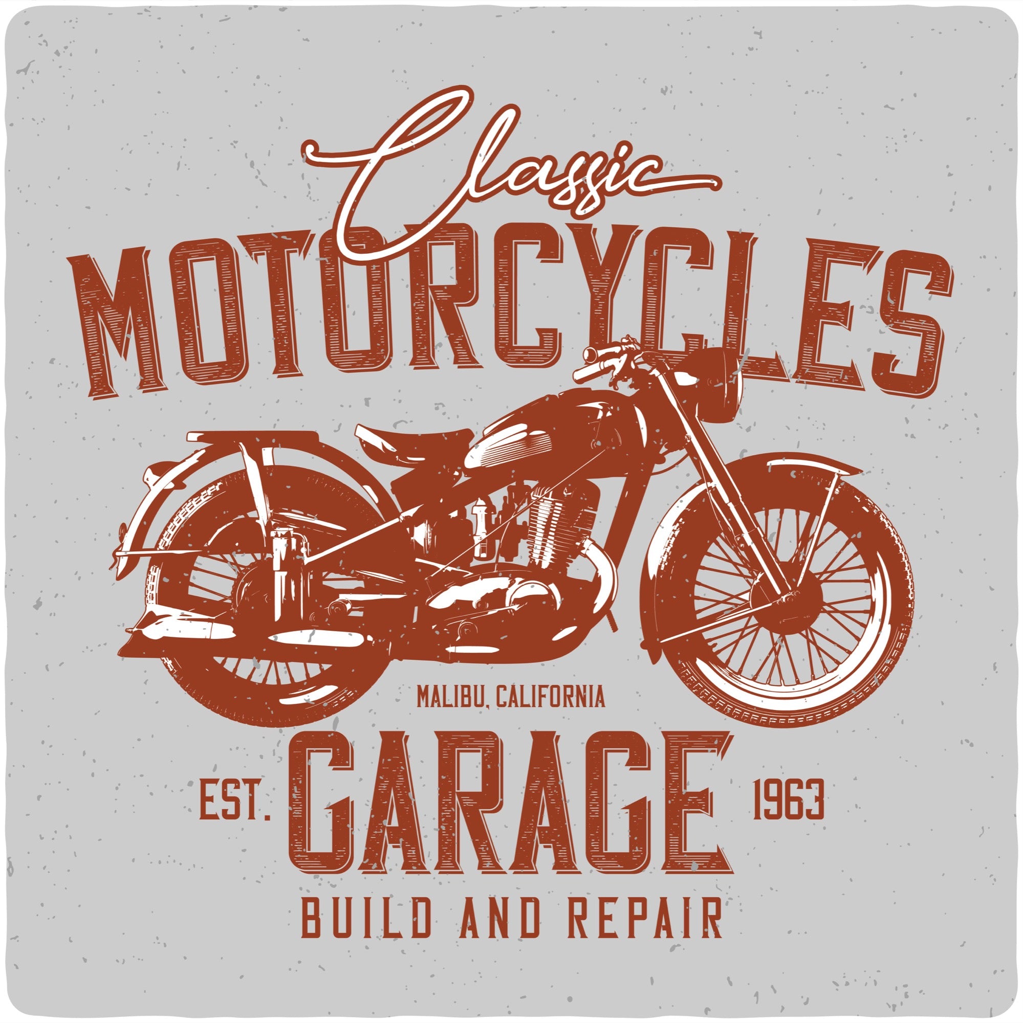 Camiseta gráfica de manga corta de viscosa de bambú/algodón orgánico para hombre "Motorcycles Garage"
