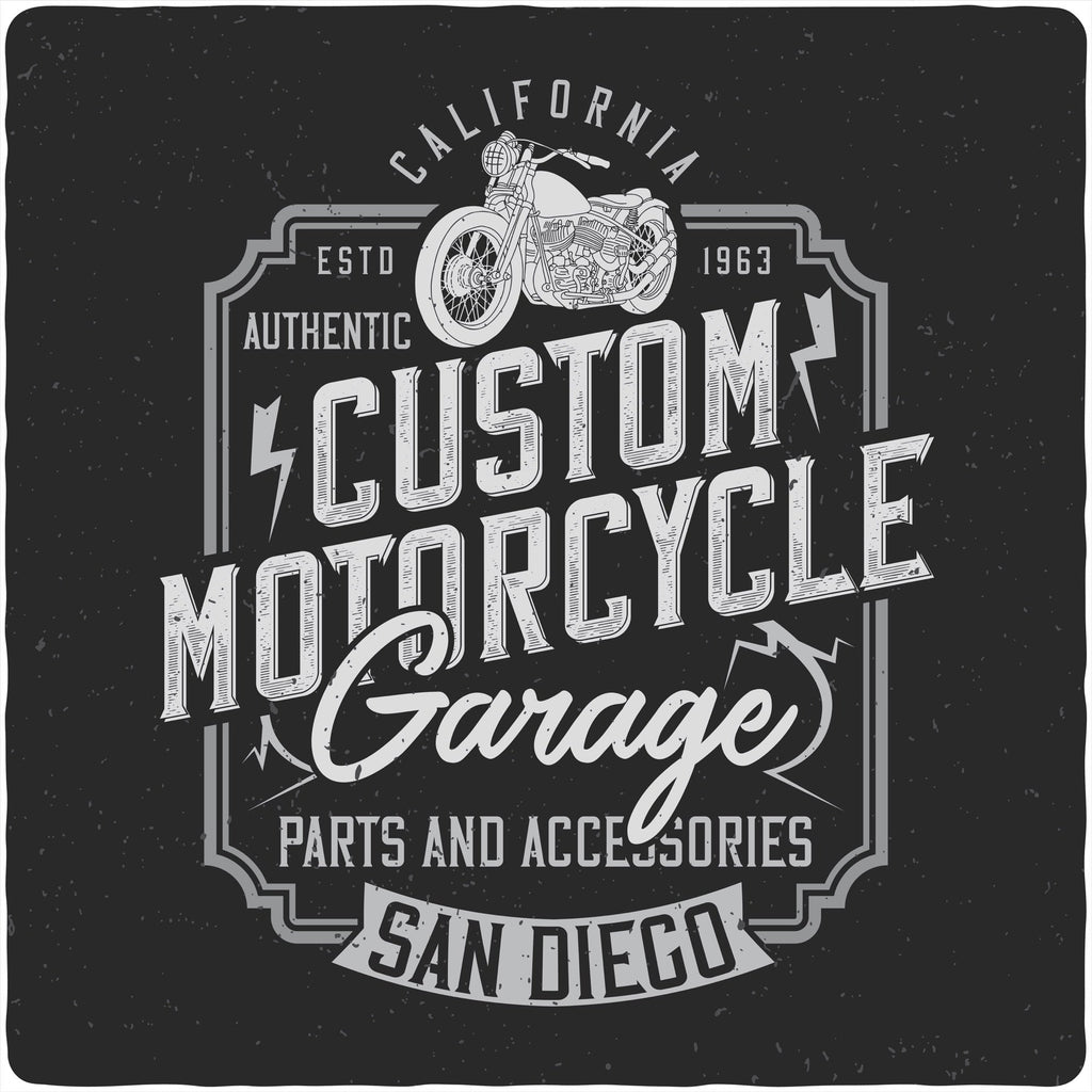 Camiseta gráfica de manga corta de bambú/algodón orgánico para hombre, diseño "Motocycle Garage"