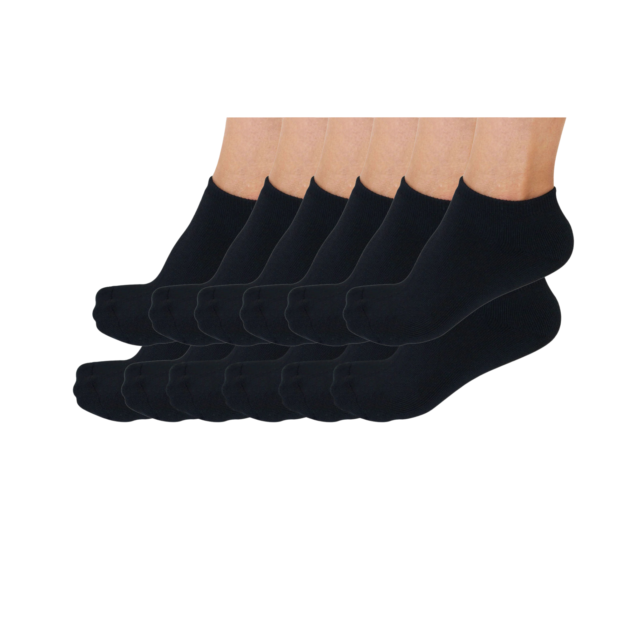 Calcetines unisex de viscosa de bambú invisibles con tobillera, color negro - Paquete de 12