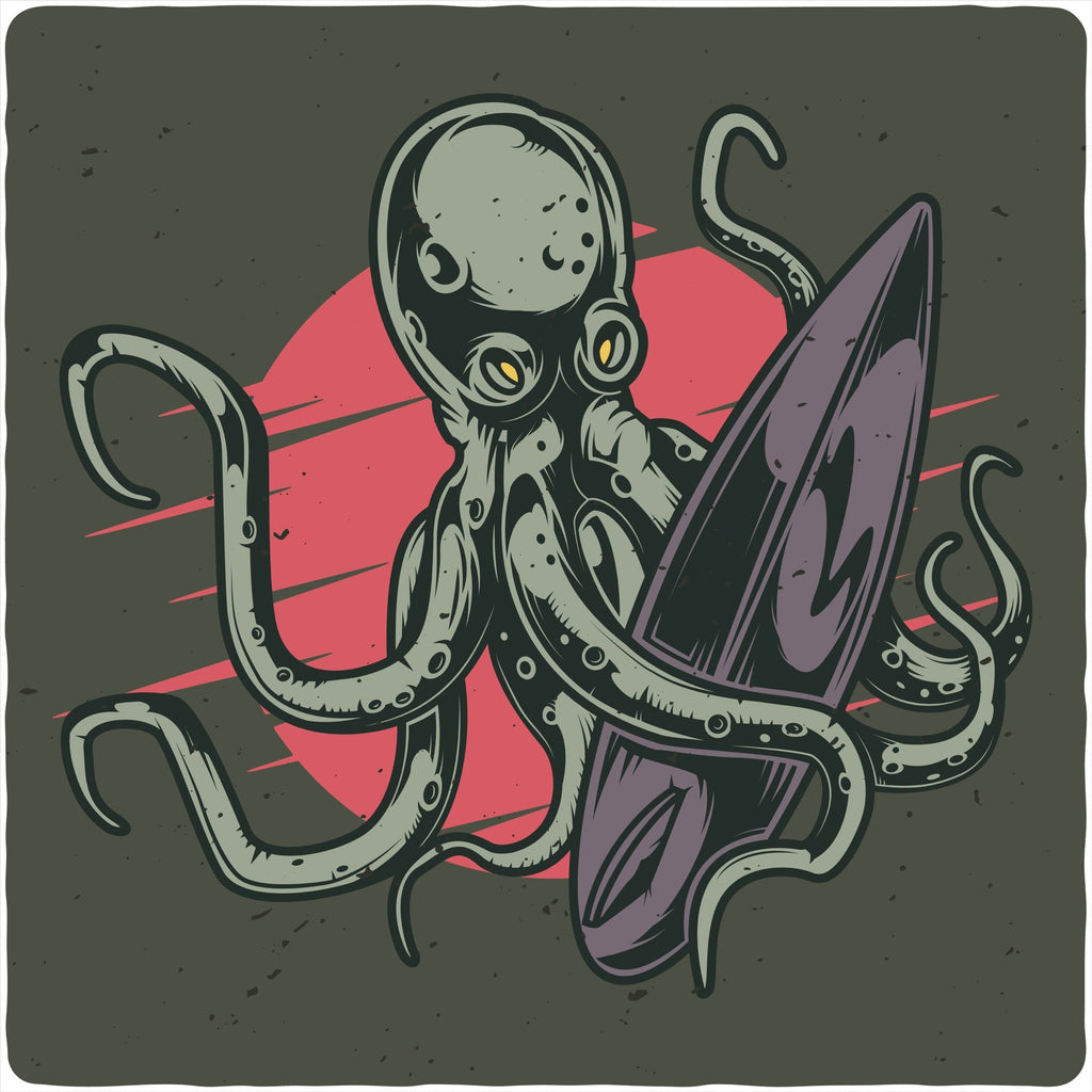 Camiseta gráfica de manga corta de viscosa de bambú/algodón orgánico con pulpo para hombre