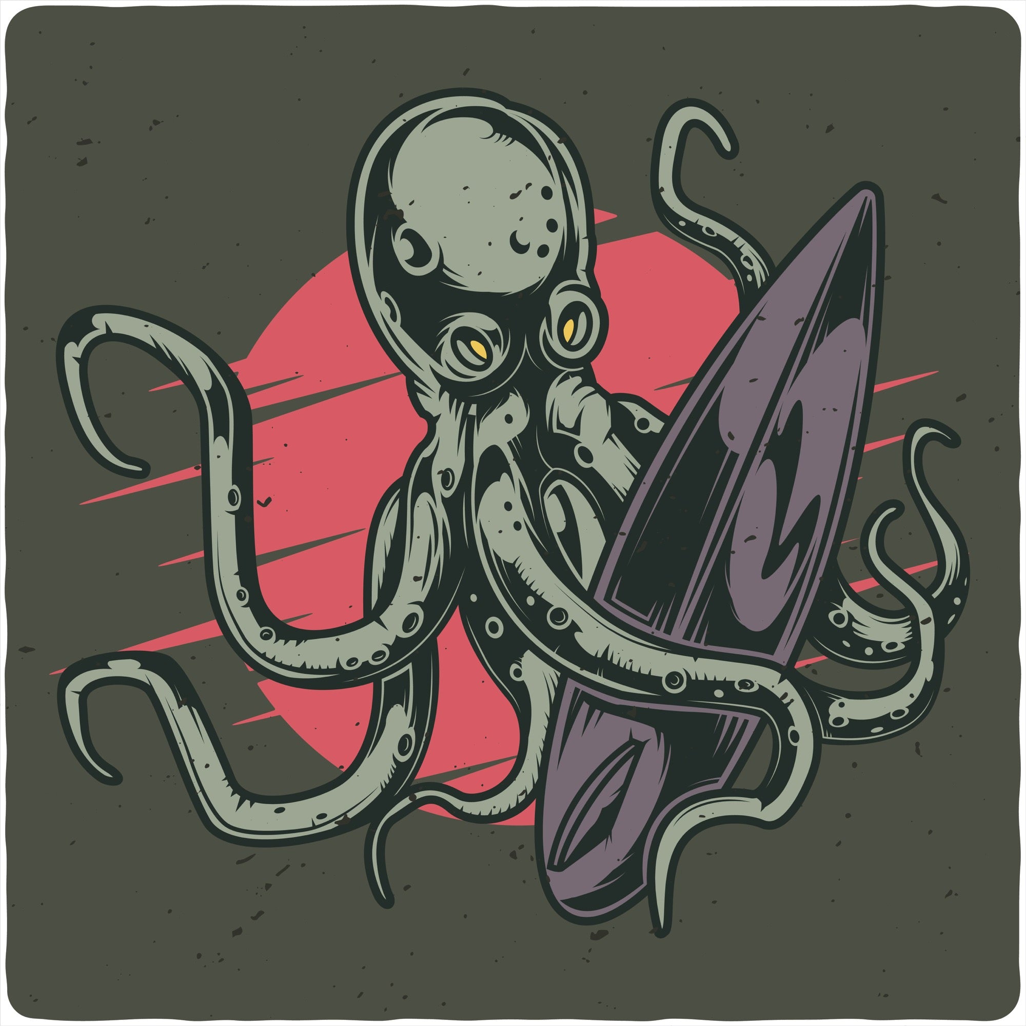 Camiseta gráfica de manga corta de viscosa de bambú/algodón orgánico con pulpo para hombre