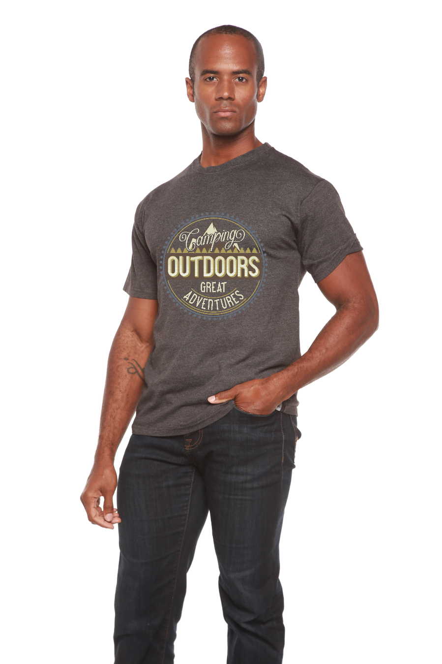 Camiseta gráfica de manga corta de bambú/algodón orgánico para hombre para exteriores