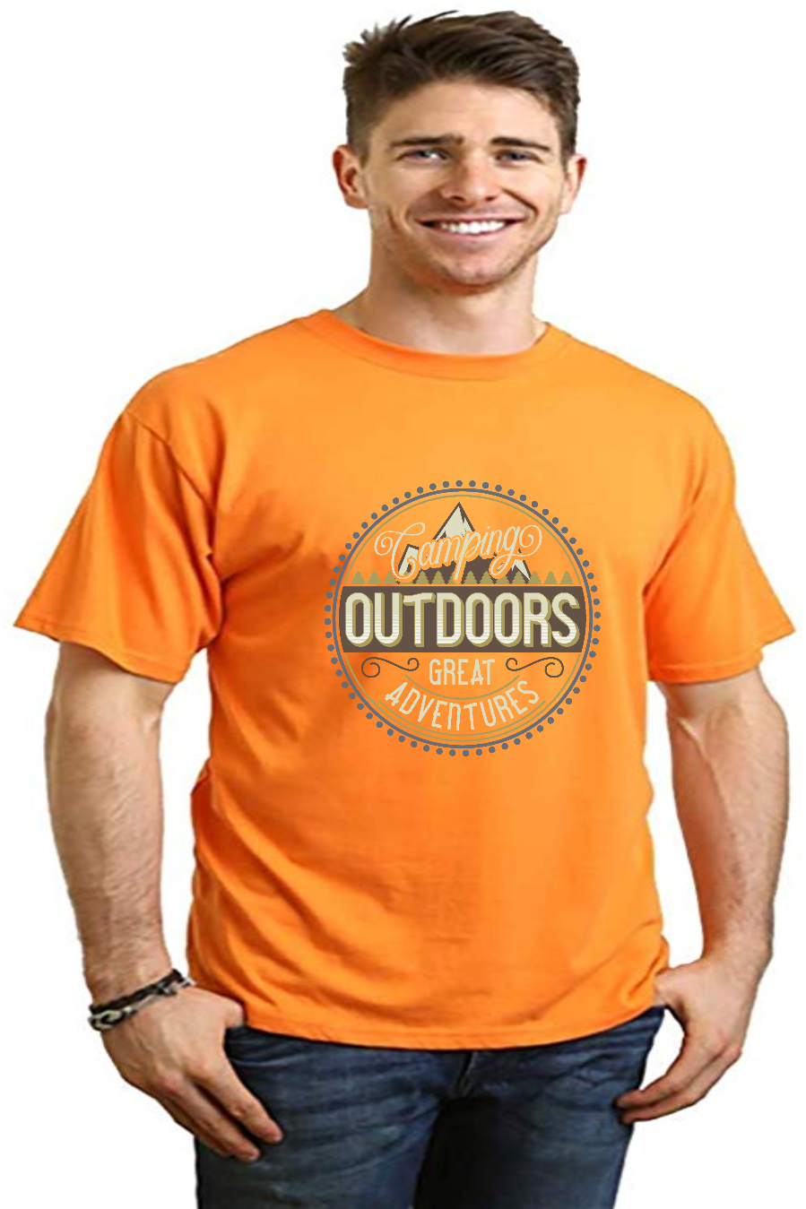 Camiseta gráfica de manga corta de bambú/algodón orgánico para hombre para exteriores