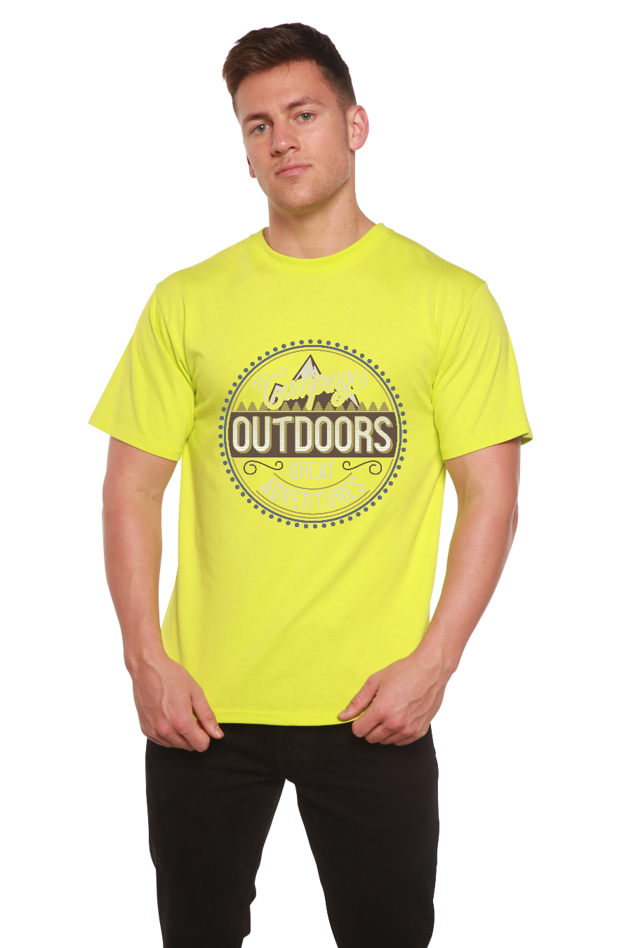 Camiseta gráfica de manga corta de bambú/algodón orgánico para hombre para exteriores