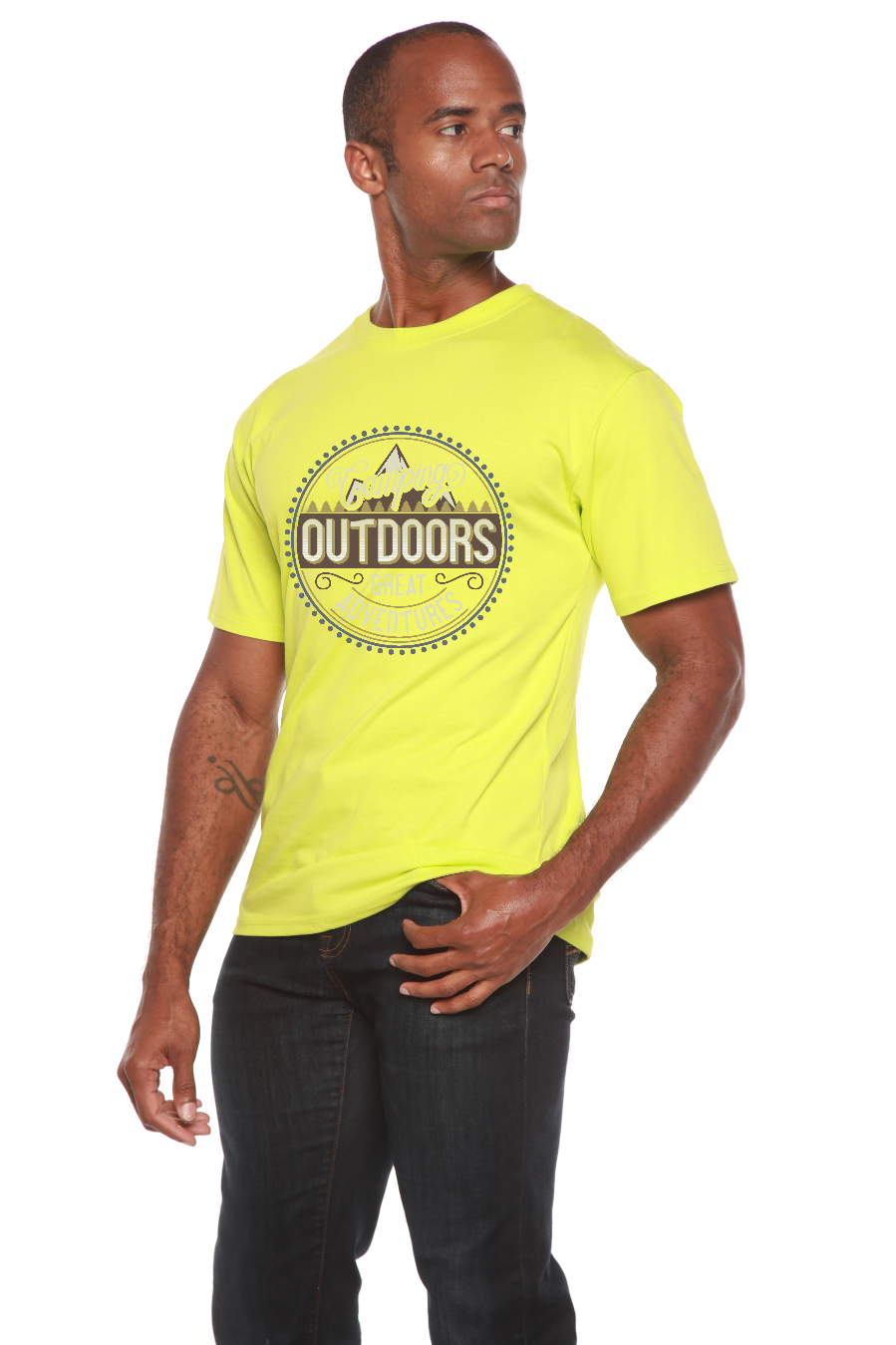 Camiseta gráfica de manga corta de bambú/algodón orgánico para hombre para exteriores