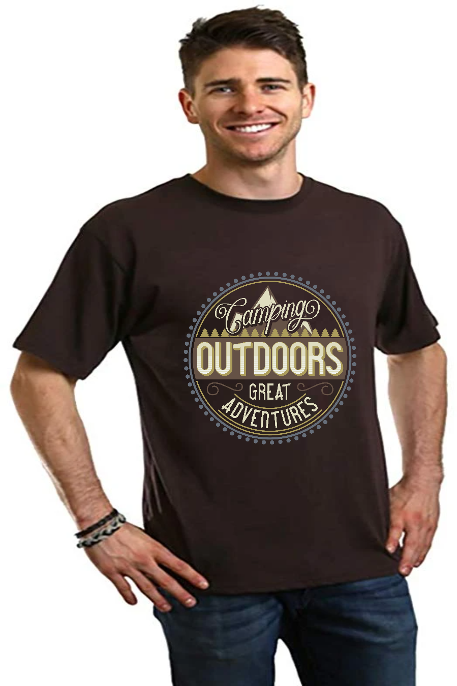 Camiseta gráfica de manga corta de bambú/algodón orgánico para hombre para exteriores