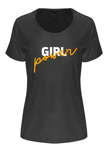 Camiseta de manga corta con cuello redondo para mujer de bambú/algodón con estampado "Girl Power"