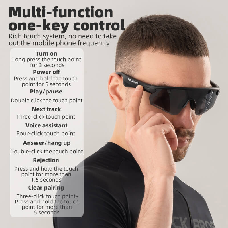 Gafas de sol de ciclismo ROCKBROS Bluetooth Gafas inteligentes polarizadas