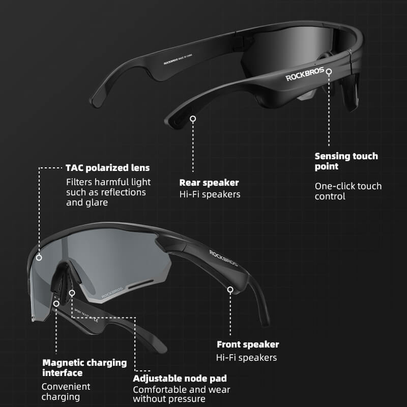 Gafas de sol de ciclismo ROCKBROS Bluetooth Gafas inteligentes polarizadas